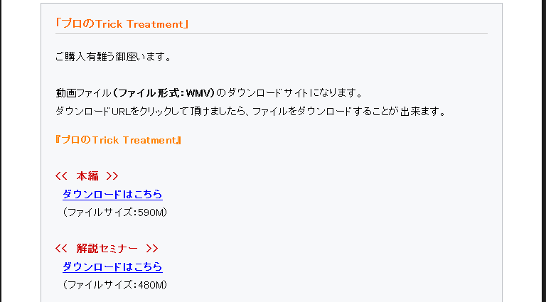 プロのTRICK TREATMENT